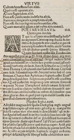 Lateinische Textseite, 'Virtus'