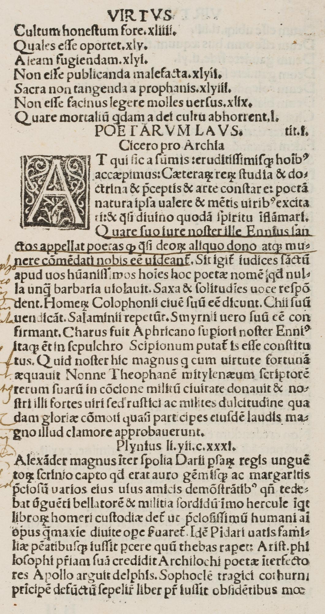 Lateinische Textseite, 'Virtus'