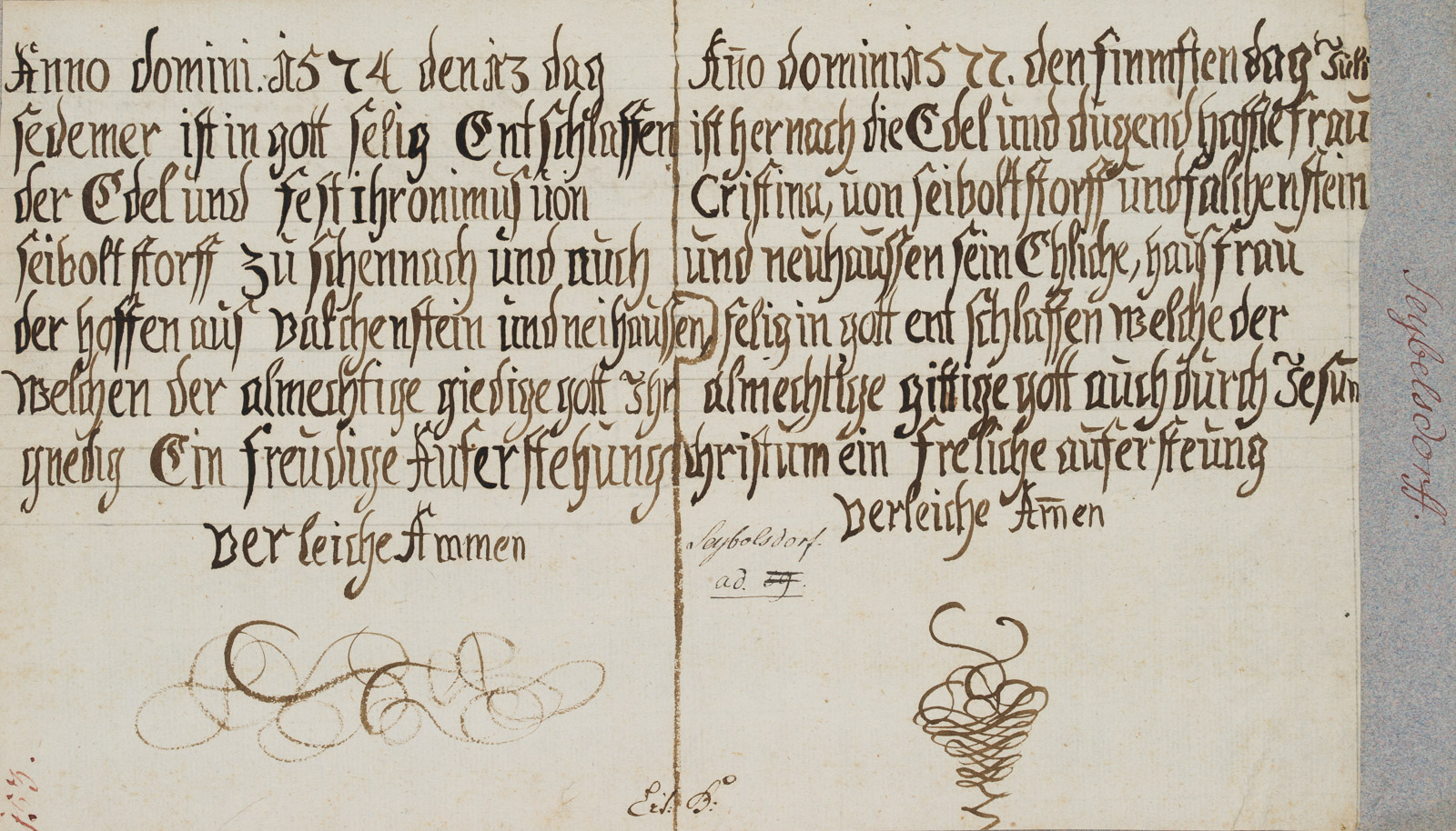 Inschrift: Hieronymus v. Seiboldsdorf