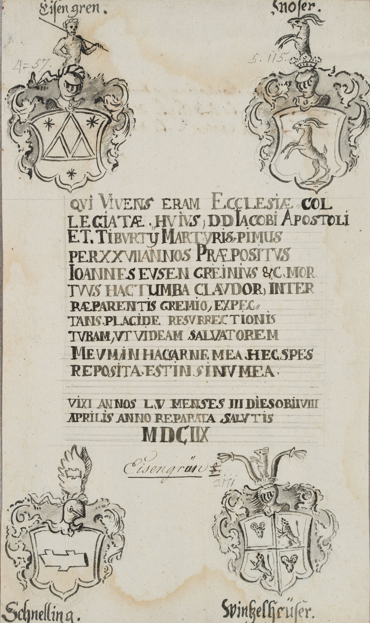 Epitaph, Eisengren, Adelsgeschlecht