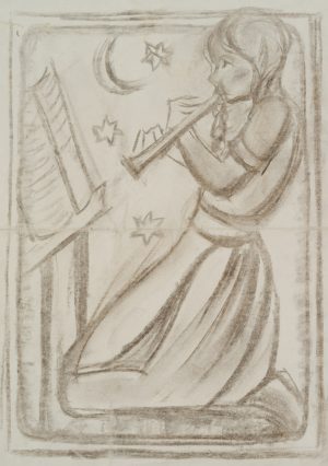 Flöte spielendes junges Mädchen