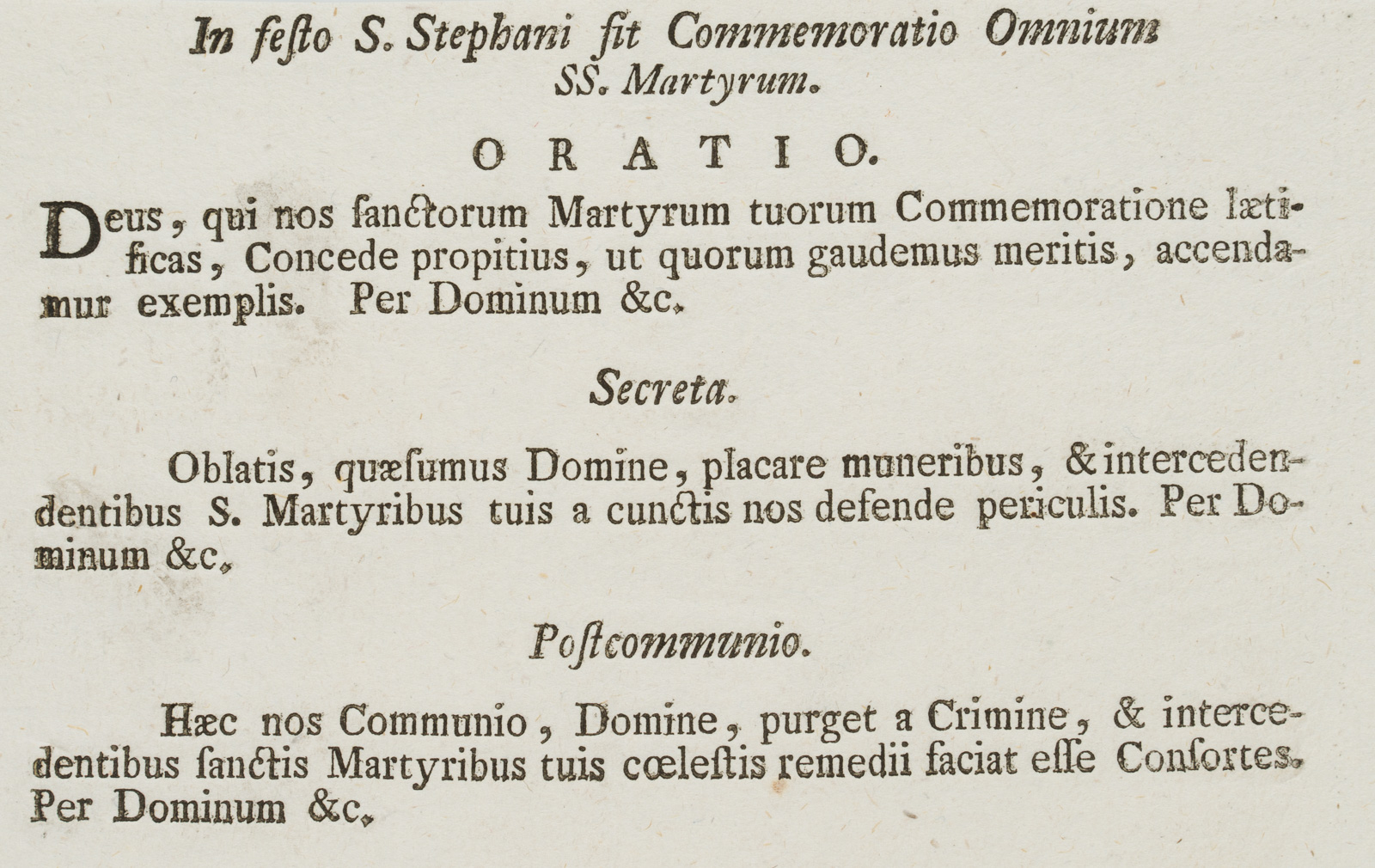 Oratio, S. Stephani, Gottesdienst