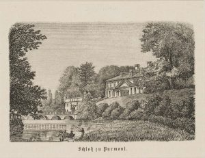 Blick vom Wasser auf Schloss Pyrmont
