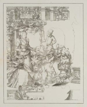 Scheibenriss, Dame und Bergmann