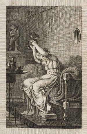 Buchillustration, Dame im Interieur
