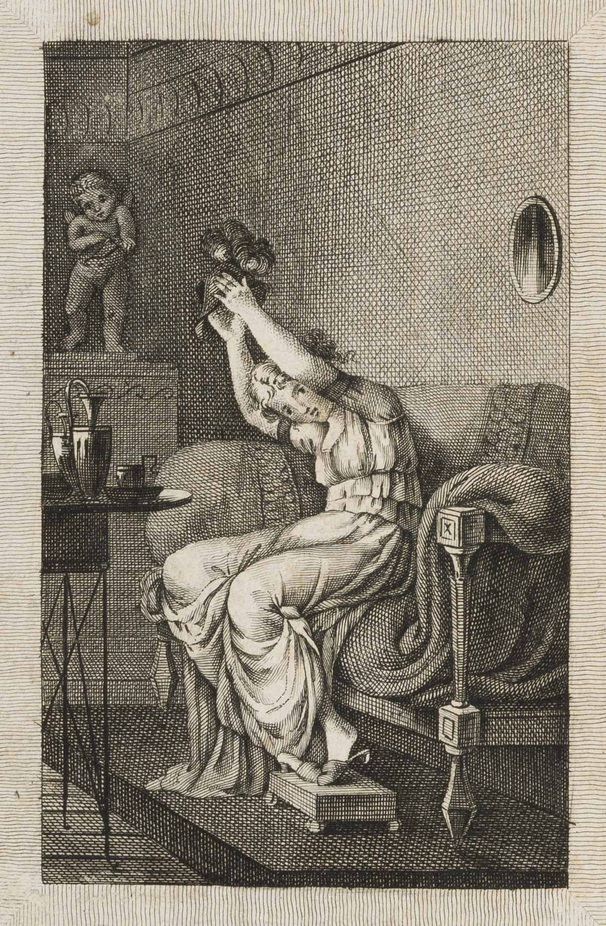 Buchillustration, Dame im Interieur