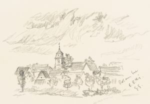 Dorfansicht mit Kirchturm