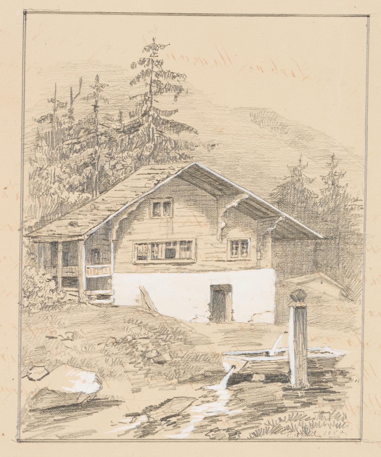 Almhütte mit Brunnen