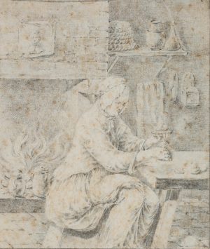 Interieur mit Bauersfrau