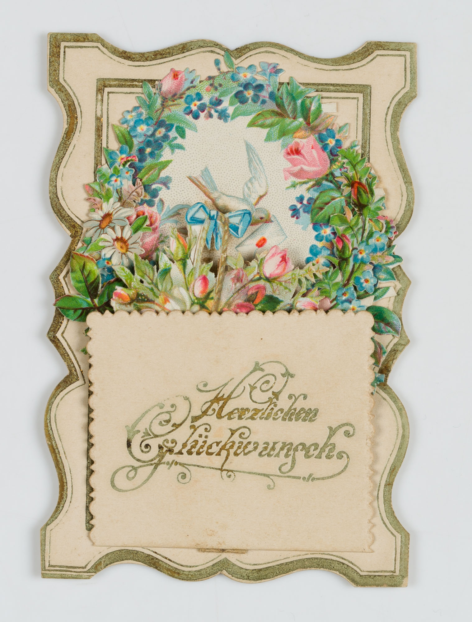 Blumenkranz und Brieftaube