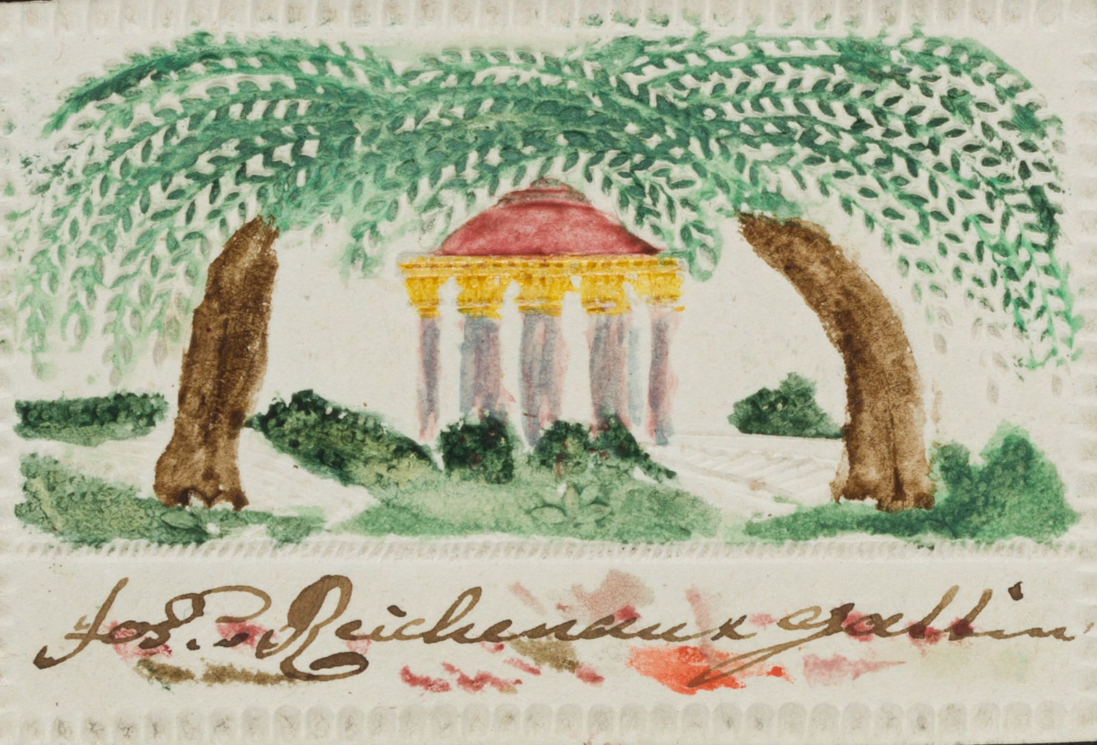 Parklandschaft mit kleinem Tempel