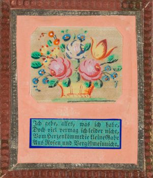 Poesiekarte mit Blumen und Gedicht