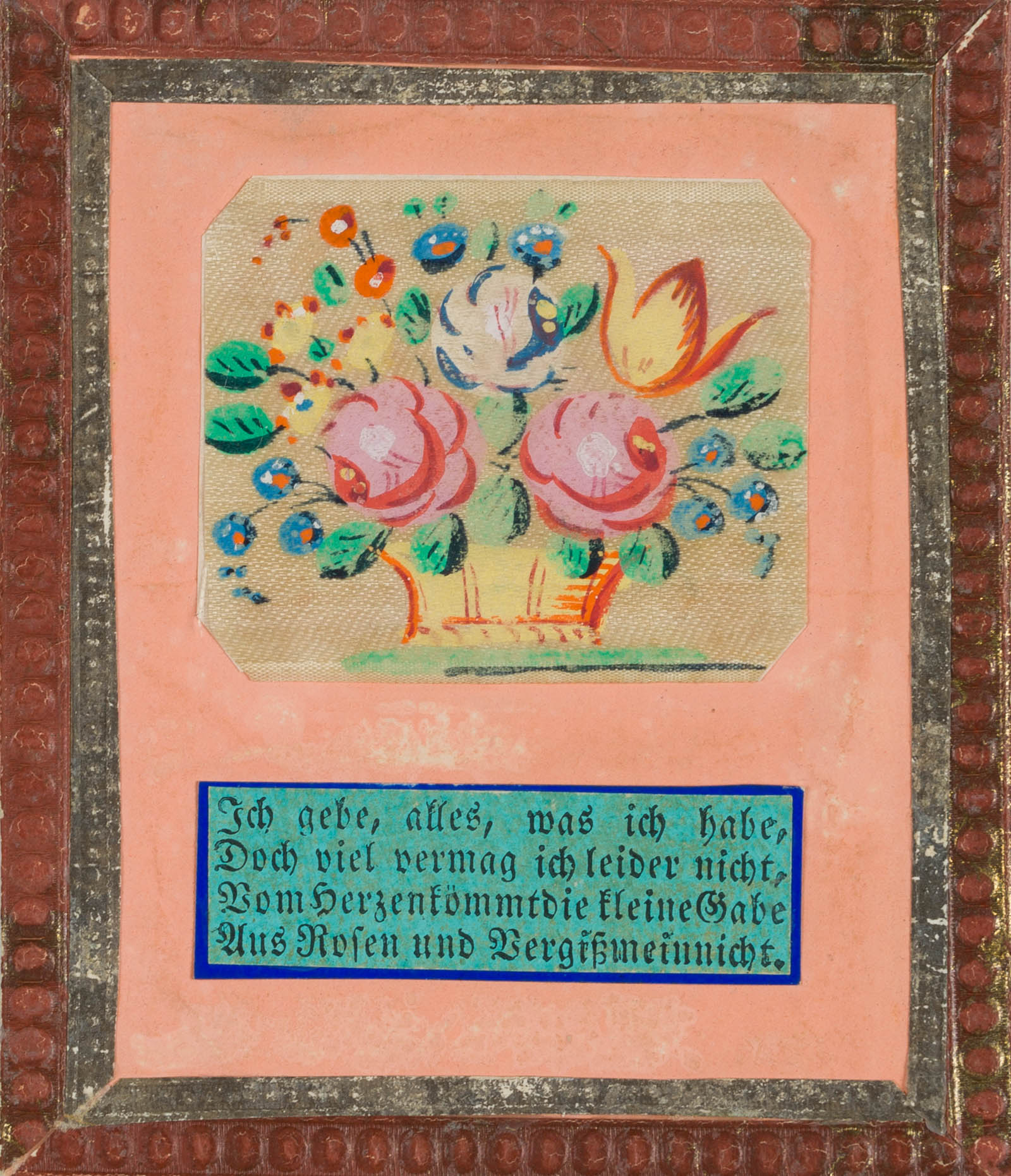 Poesiekarte mit Blumen und Gedicht