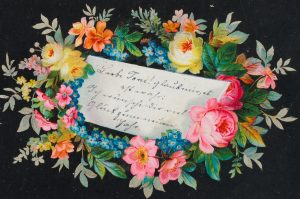 Glückwunschkarte mit Blumenkranz