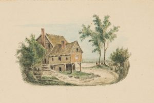 Karte mit einem Haus am Strand