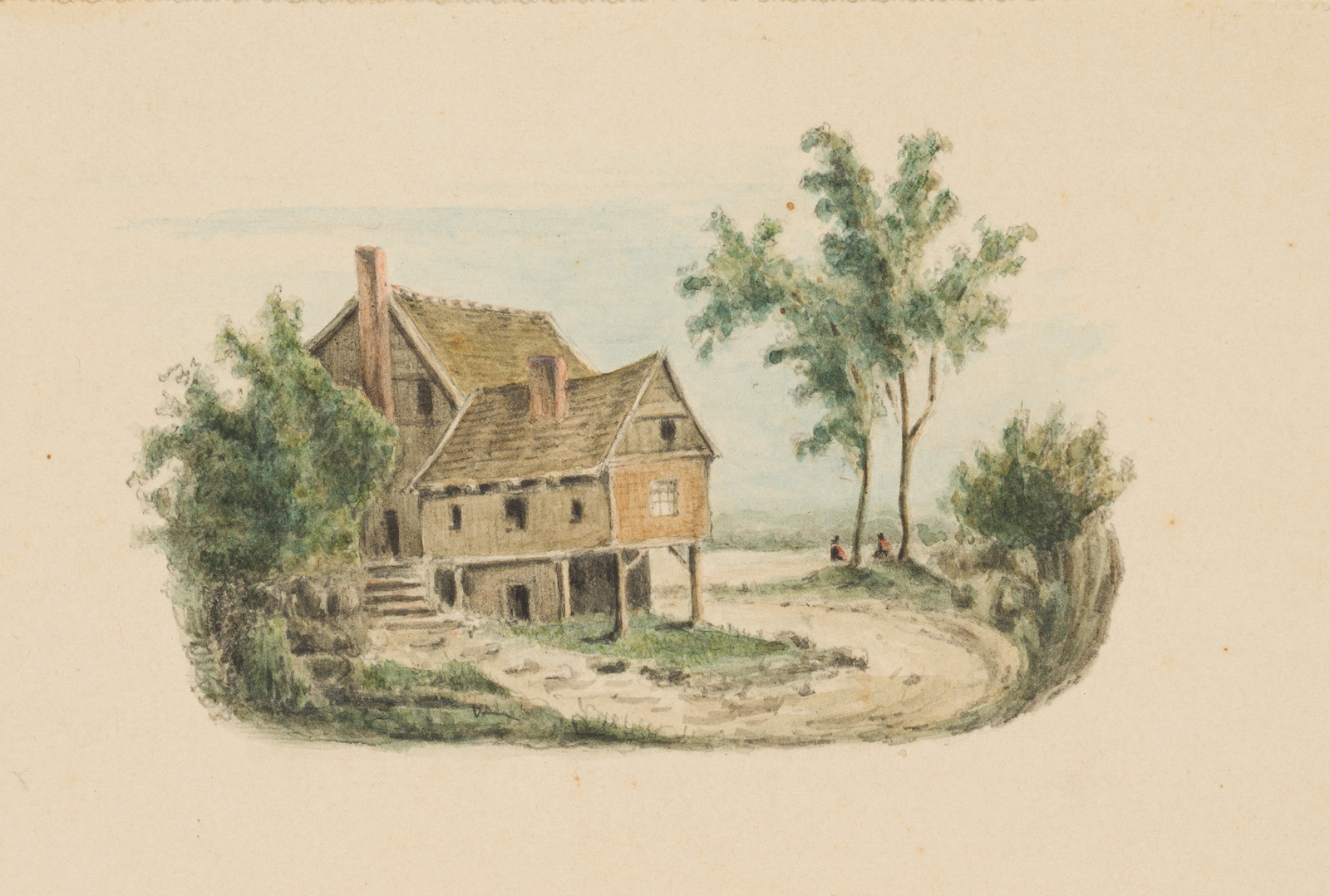 Karte mit einem Haus am Strand