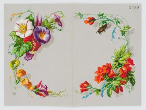 Faltkarte mit Blumenranken und Käfer