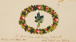Freundschaftskarte mit Blumenkranz