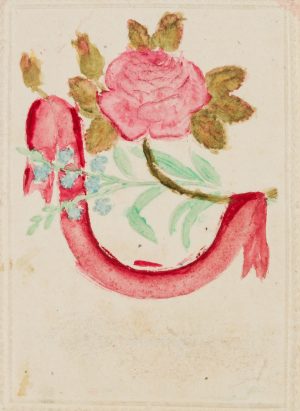 Karte mit rotem Tuch und Rosenzweig