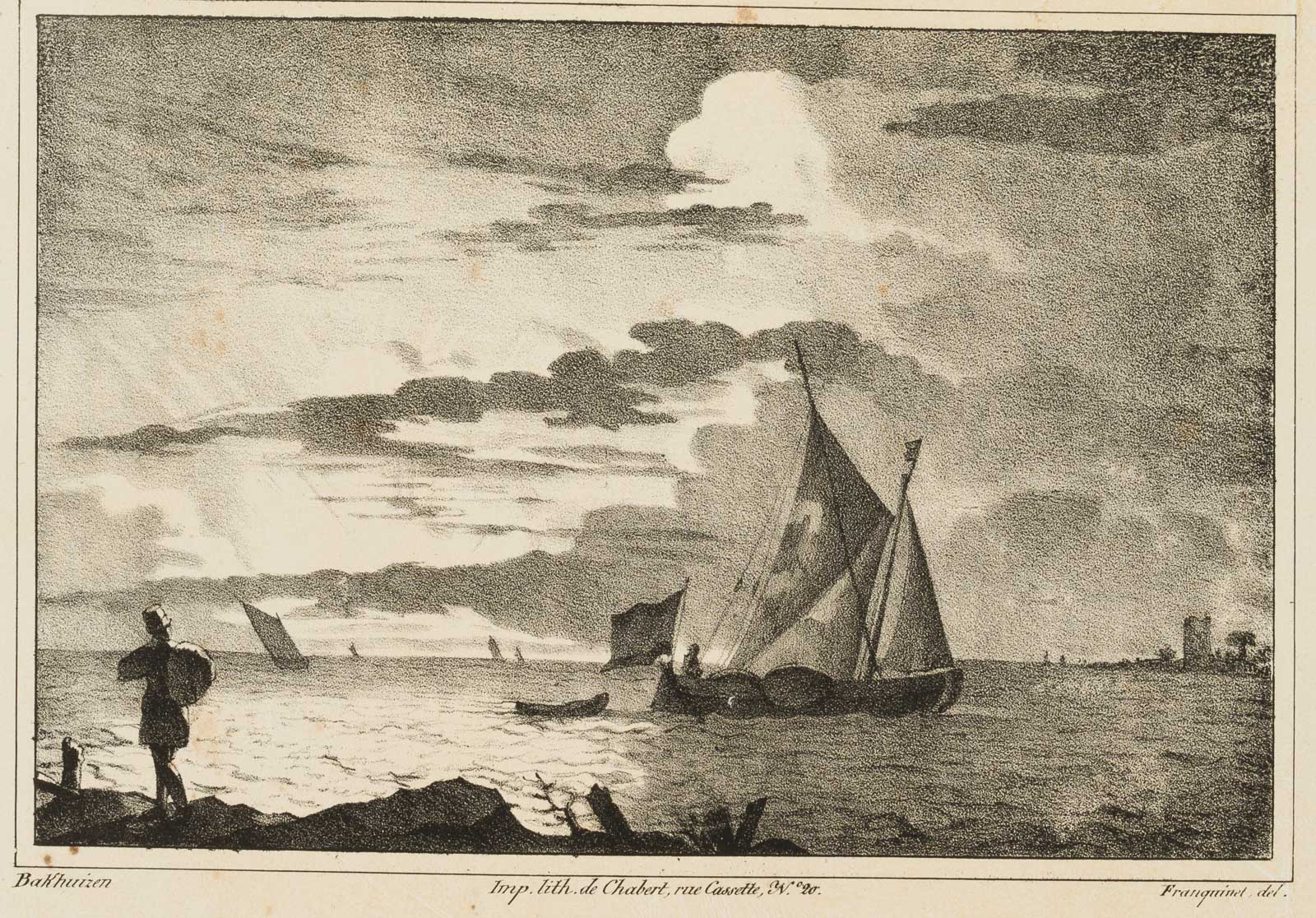 Seestück mit Segelboot