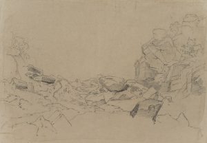 Felsen und Geröll, Naturskizze