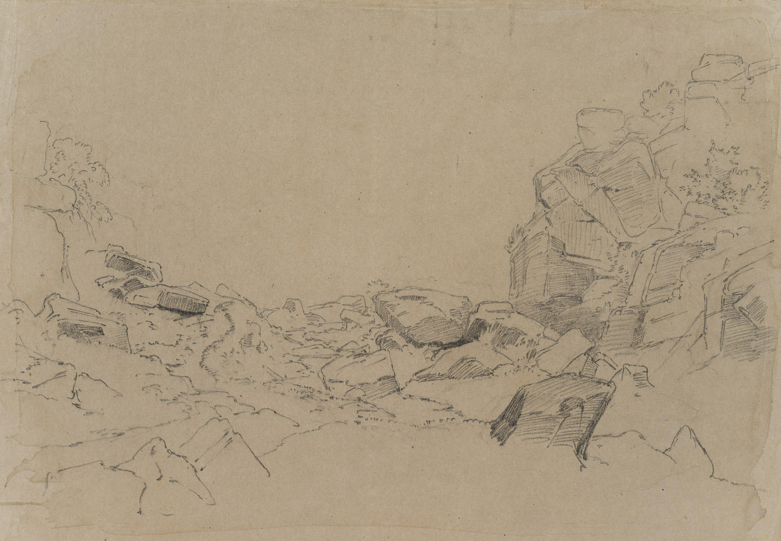 Felsen und Geröll, Naturskizze