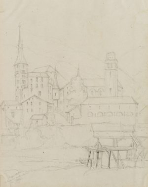 Stadt Visp nach Erdbeben, Schweiz