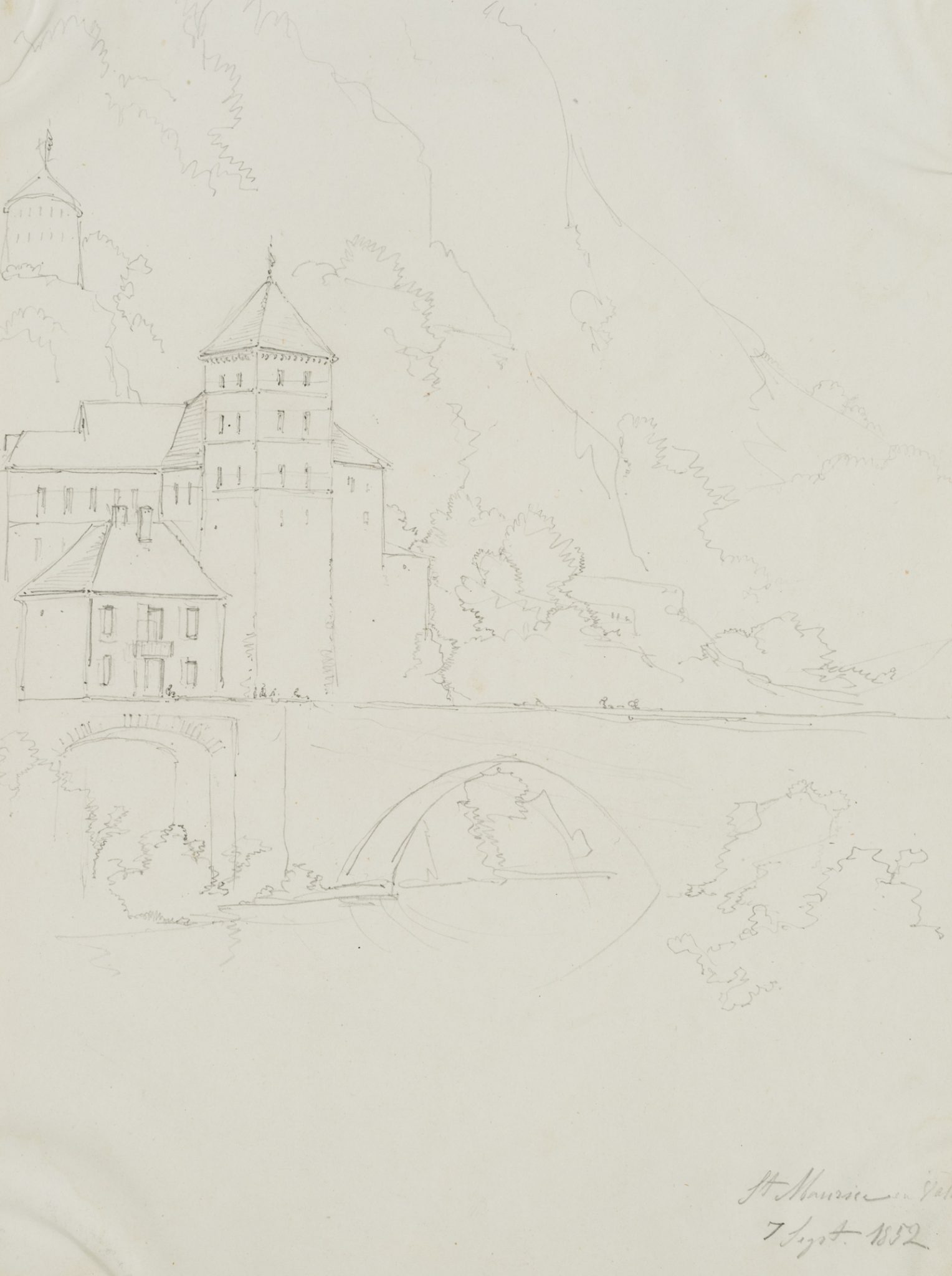 Schloss in Saint-Maurice, Schweiz