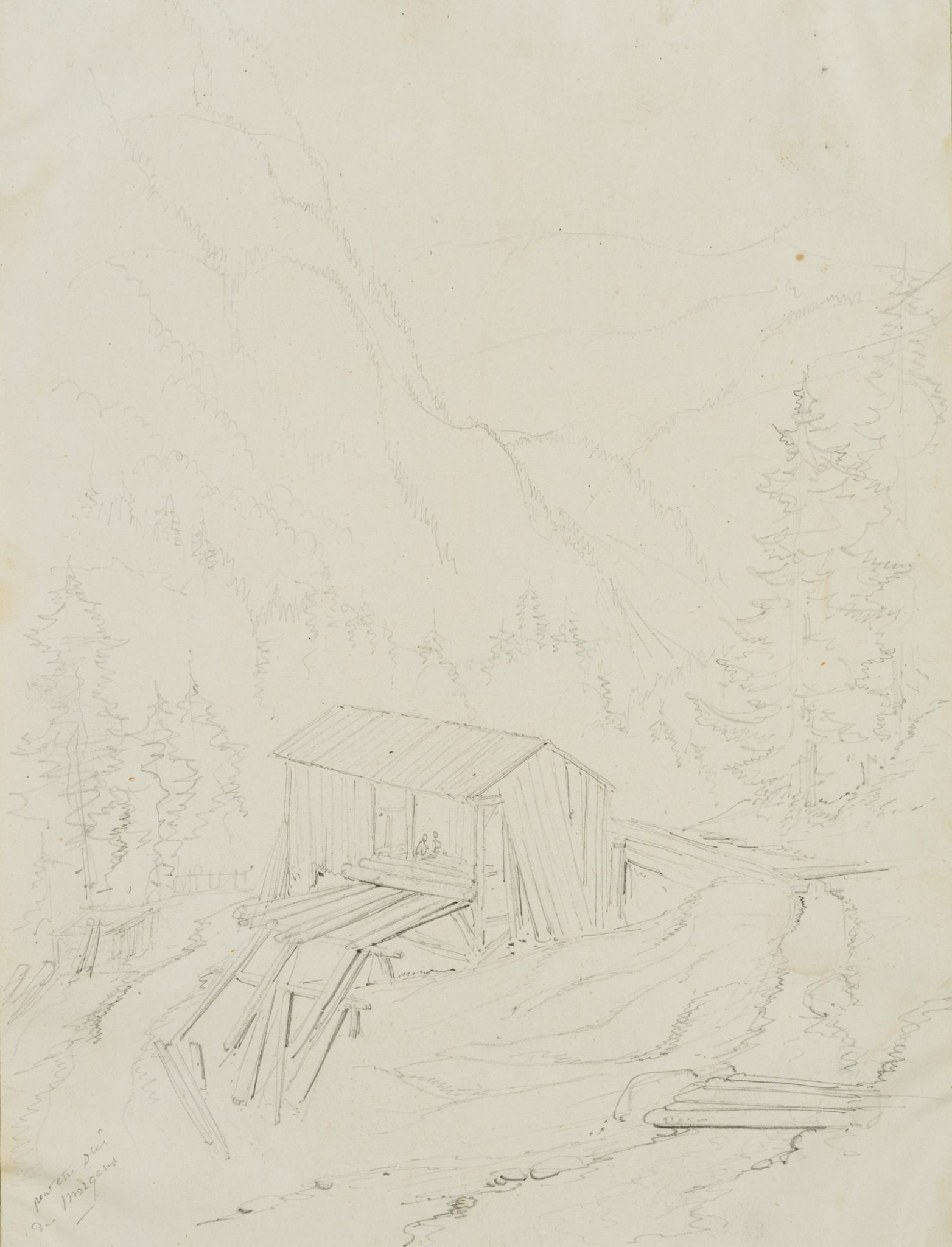Hütte im Flusstal des Morges, Schweiz