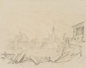 Stadt Visp vor dem Erdbeben, Schweiz