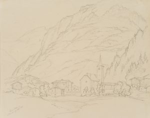 Kirche von Inden im Dalatal, Schweiz