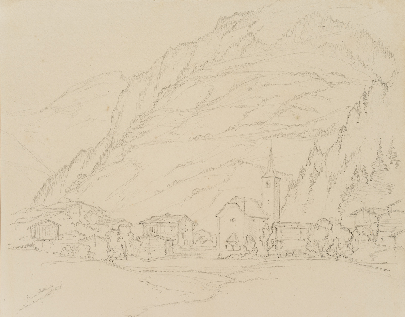 Kirche von Inden im Dalatal, Schweiz