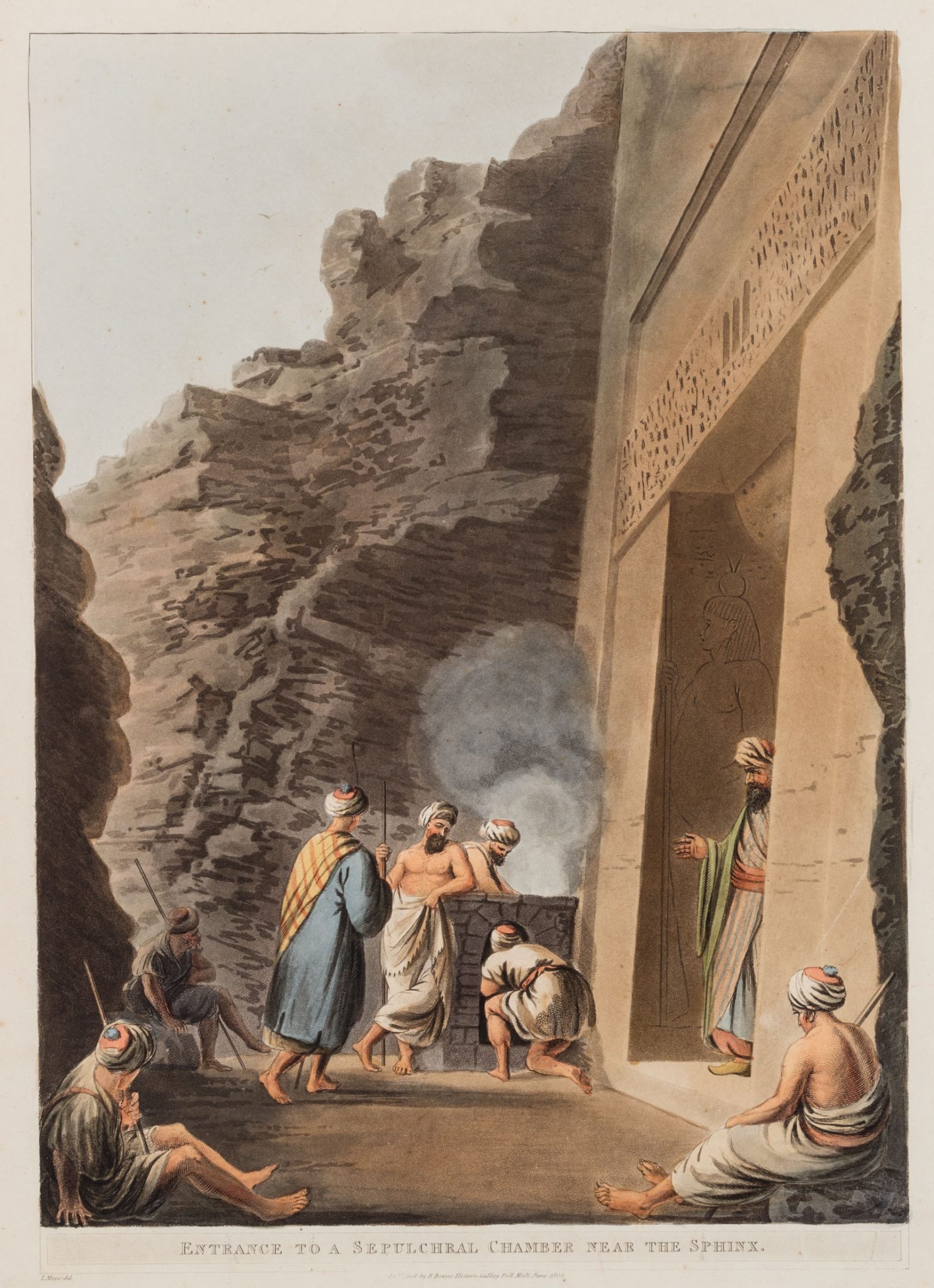 Orientalen an Grabkammer nahe Sphinx