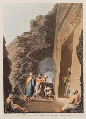 Orientalen an Grabkammer nahe Sphinx