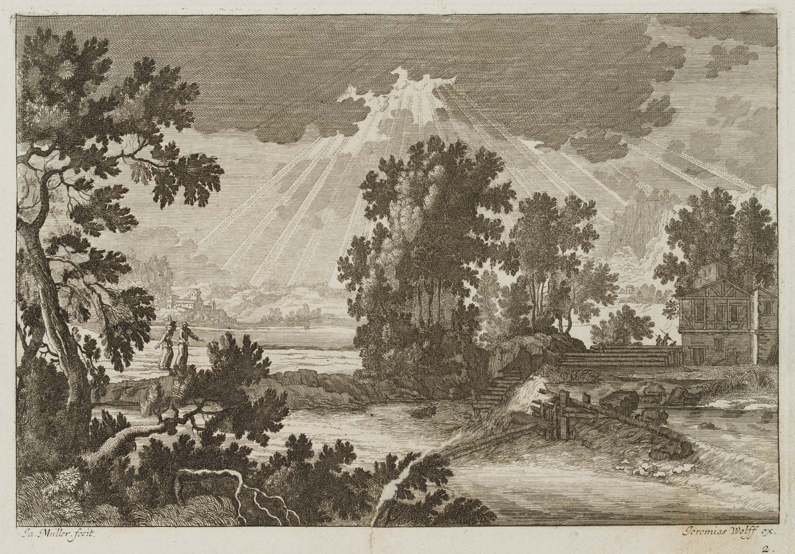 Italienische Landschaft mit Fluss