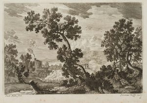 Ital. Landschaft mit Wassermühle