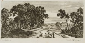 Reisende in arkadischer Landschaft