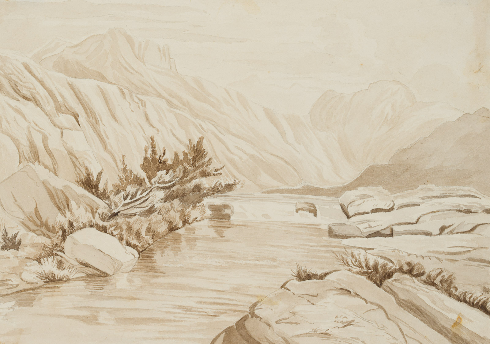Gebirgslandschaft mit Fluß