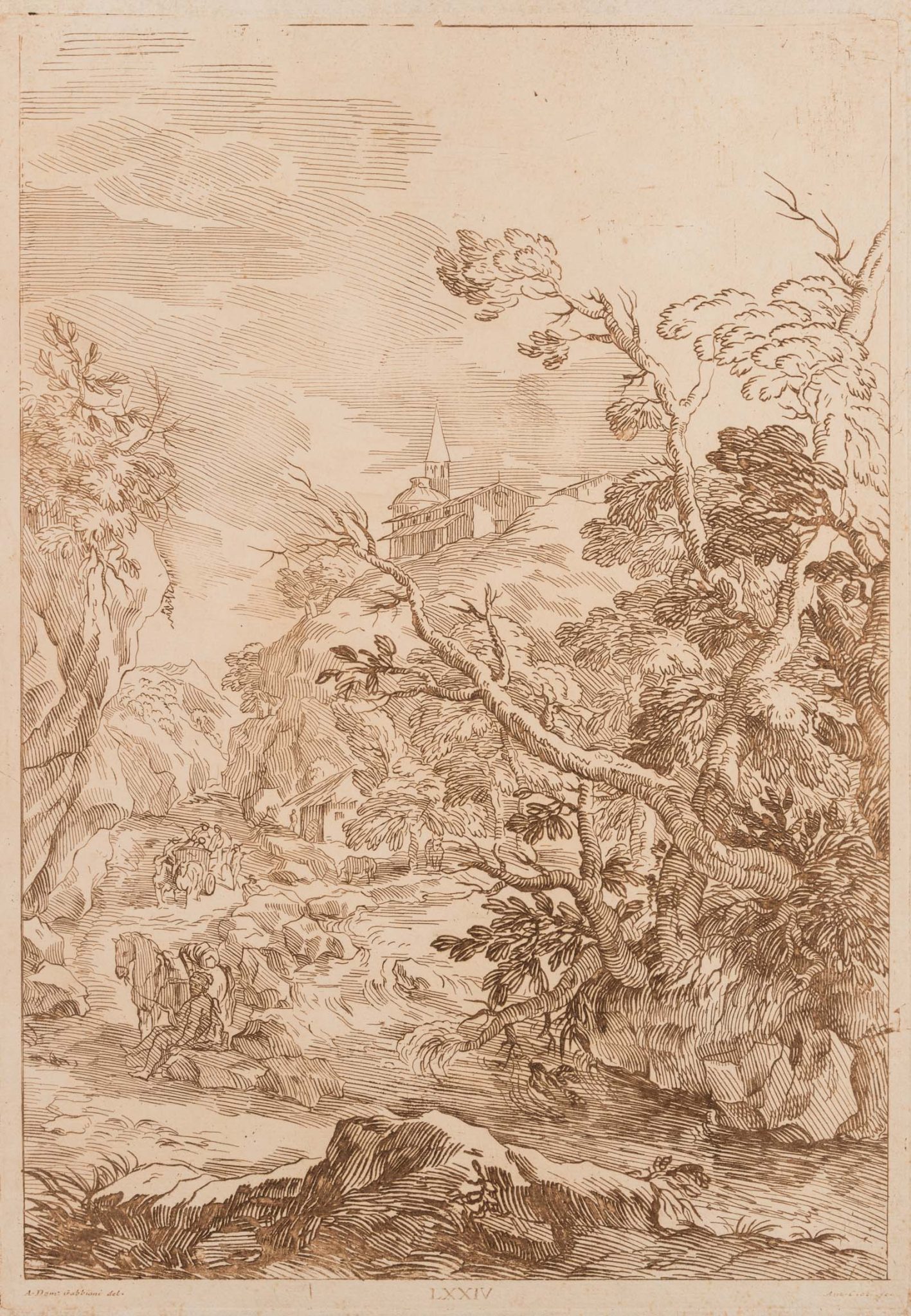 Arkadische Landschaft mit Kloster