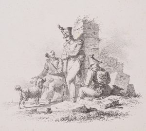 Offizier und verwundete Soldaten