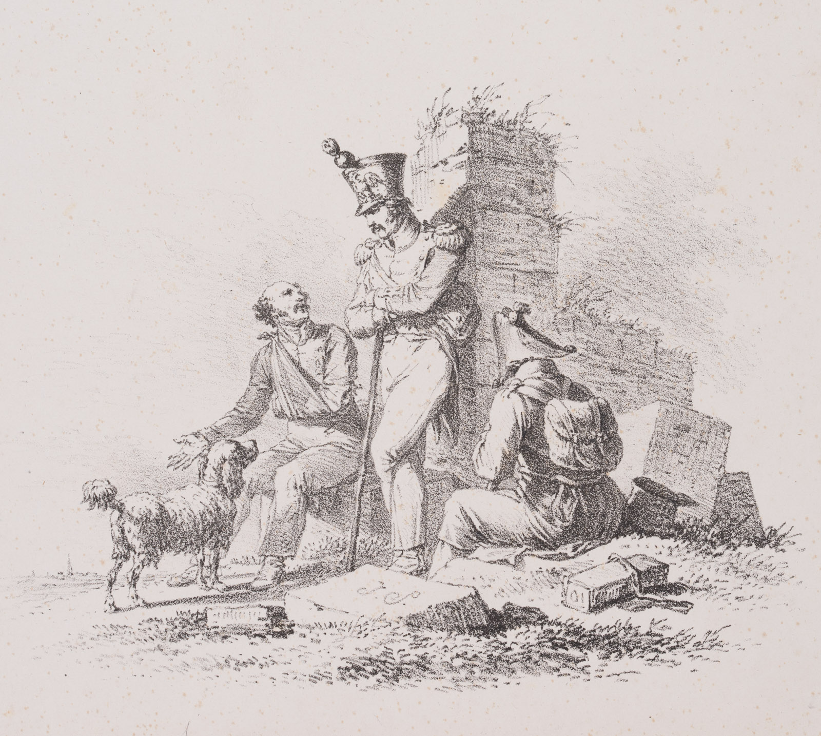 Offizier und verwundete Soldaten