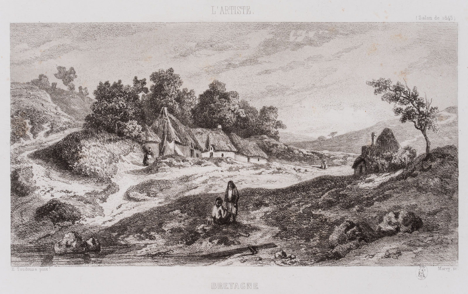 Bretagne, Landschaft mit Katen