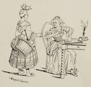 Rokoko-Karikatur mit Bediensteter