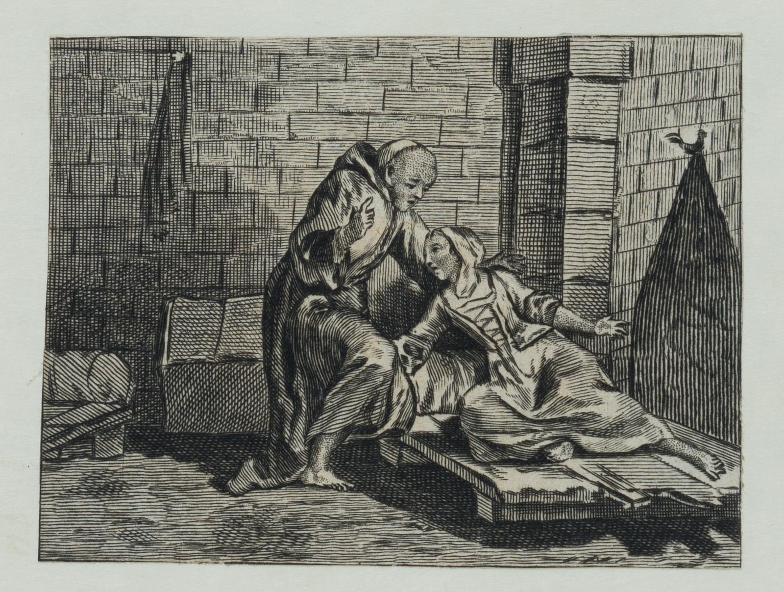 Gefängnisszene mit Mönch
