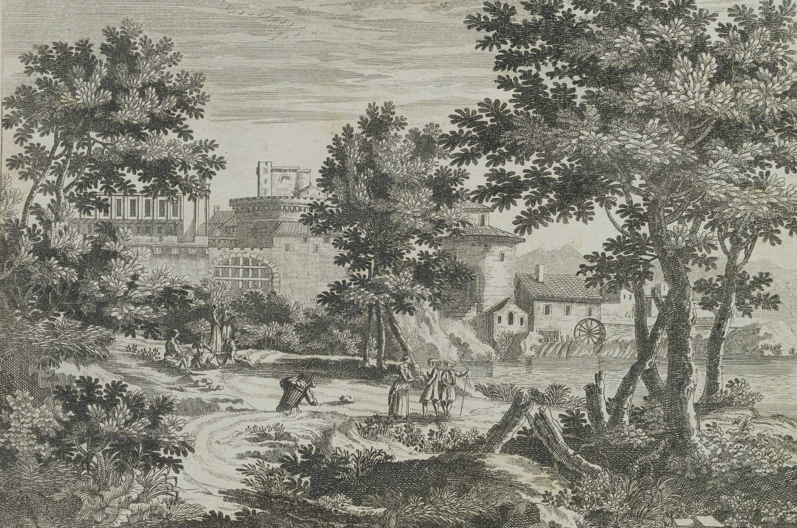 Mediterrane Landschaft mit Stadt