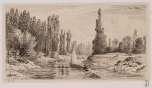 Segelboot in Flusslandschaft
