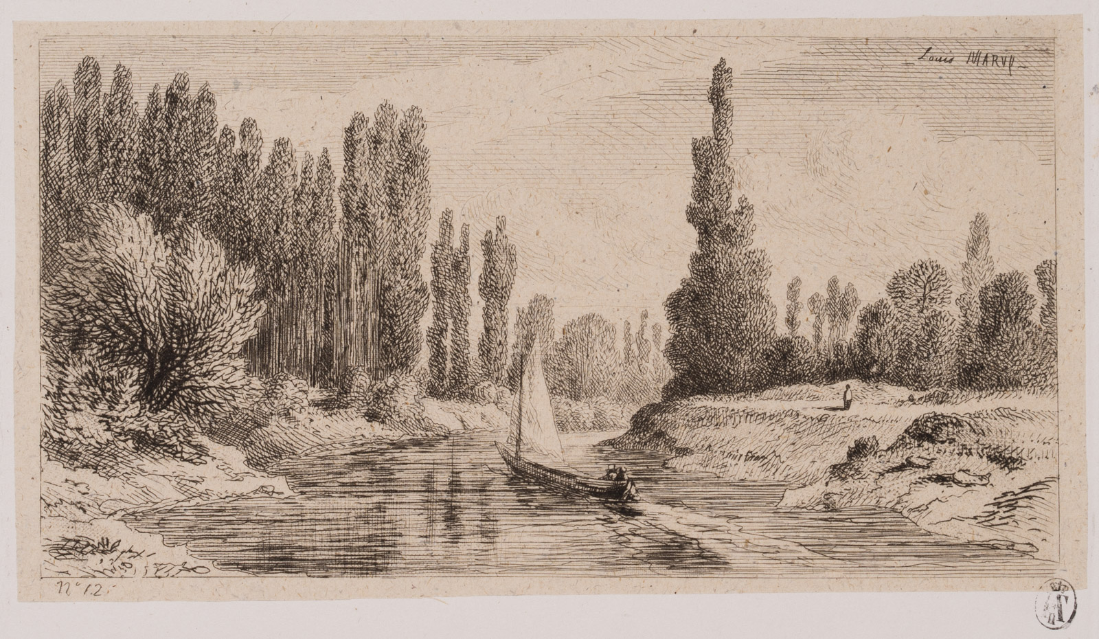 Segelboot in Flusslandschaft