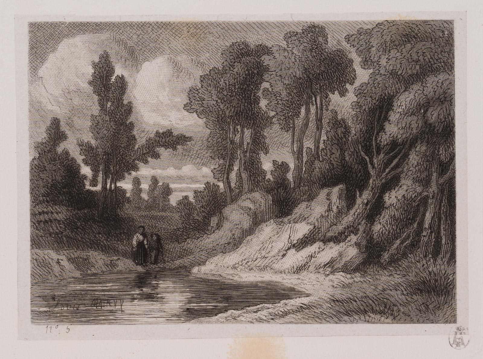 Spaziergänger am Waldteich