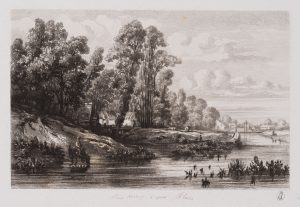 Uferlandschaft mit Mühle
