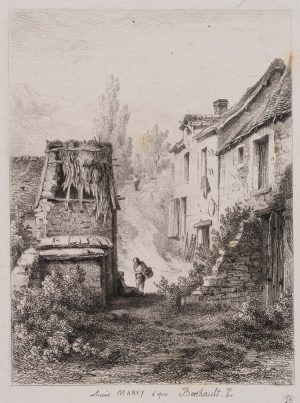 Dorfstraße mit Dorfbewohnern